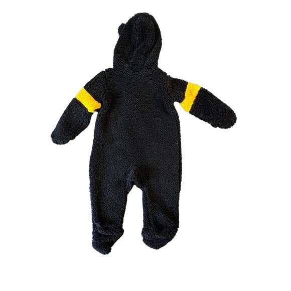 NFL Pittsburgh Steelers Snowsuit 3-6M Fuzzy Black Fleece Full Zip Soft Winter - Picture 2 of 11